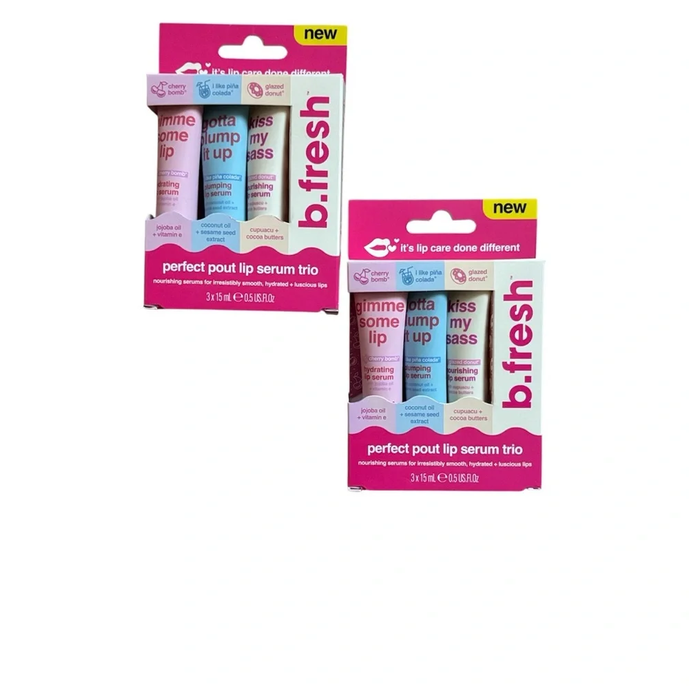 b. fresh | Perfect Pour Lip Serum Trio Cherry Bomb Pina Colada Donut BUNDLE 2X